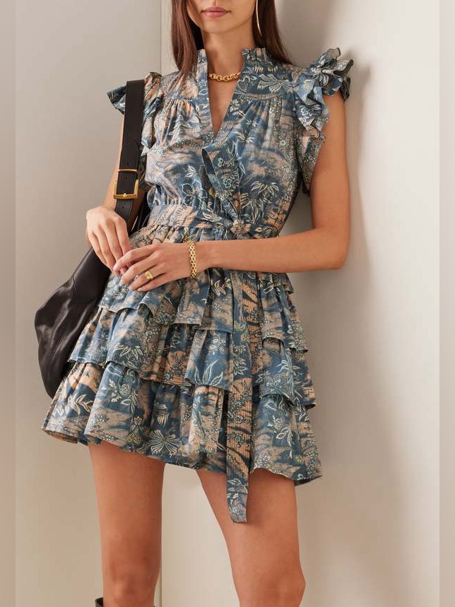 Ulla Johnson Lulua Floral Ruffle Mini Dress Waimea